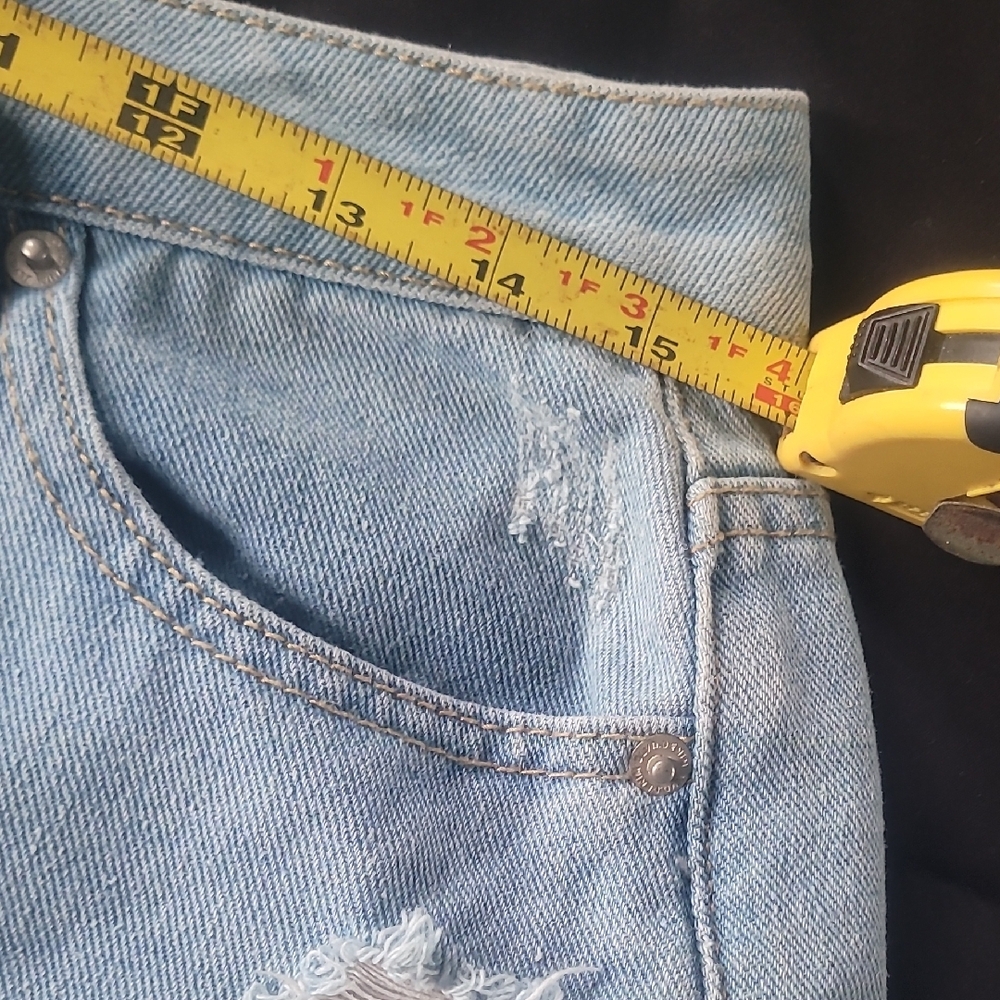 Light Blue Distressed Denim Shorts - Picture 16 of 16